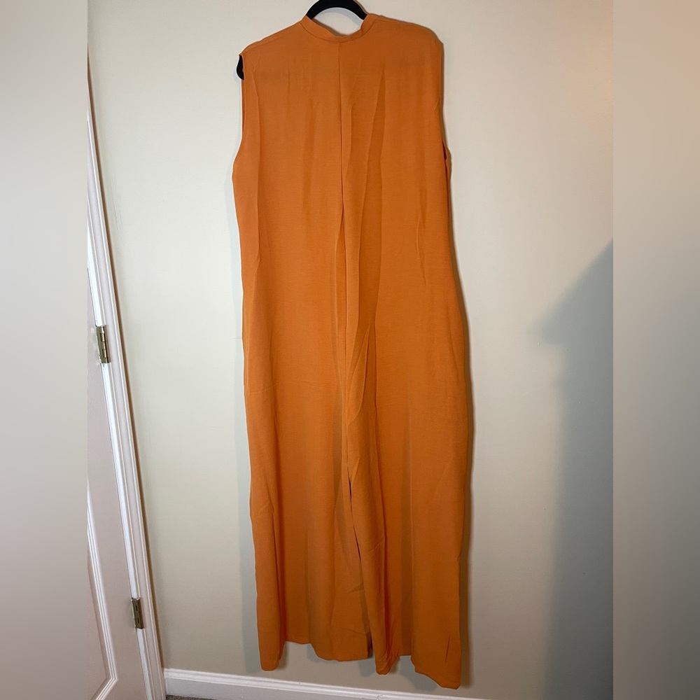 Womens Jumpsuit Size 2XL Orange Sleeveless Flowy Wide Leg Pants One Piece - Picture 6 of 10